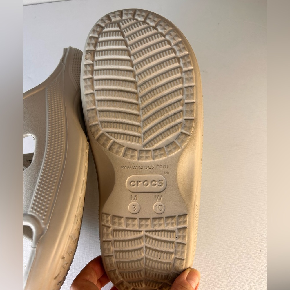 CROCS Baya iconic comfort Beige waterproof slides logo men’s sz 8 women’s sz10 - Picture 8 of 8